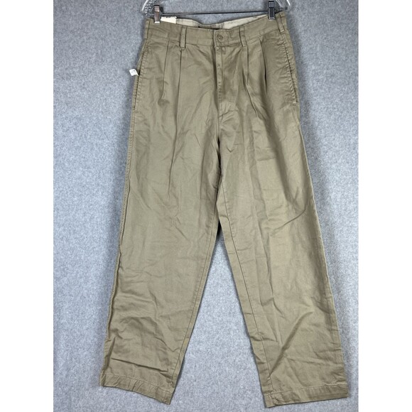 J Riggings Beige  Khaki Pleated Classic Twill Pants - Mens Size W33x 30L NWT - Picture 1 of 10